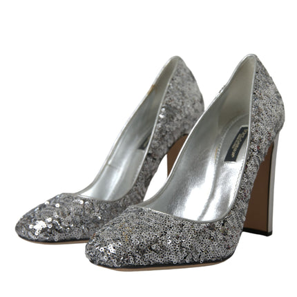 Silver Sequin Talons embellis pompes chaussures