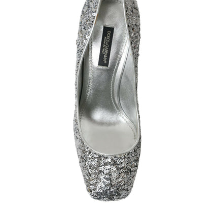 Silver Sequin Talons embellis pompes chaussures