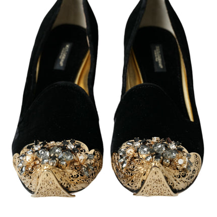 Black Velvet Embellifhed Talons pompes chaussures