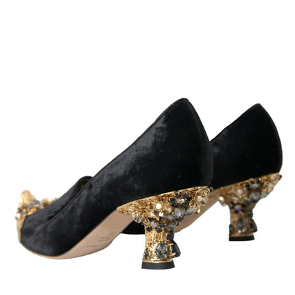 Black Velvet Embellifhed Talons pompes chaussures