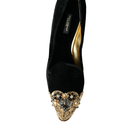 Black Velvet Embellifhed Talons pompes chaussures