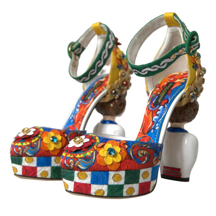 Scarpe sandali abbellite multicolore