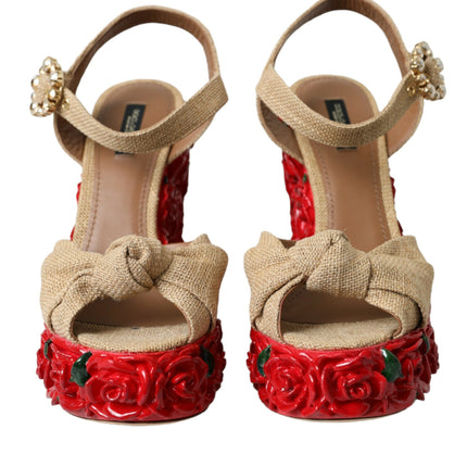 Zapatos de sandalias de plataforma de cristal de rosas rojas