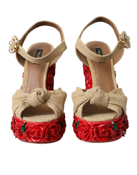 Scarpe sandali a piattaforma cristallina rose