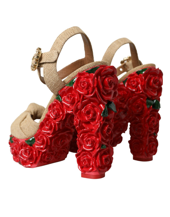 Scarpe sandali a piattaforma cristallina rose