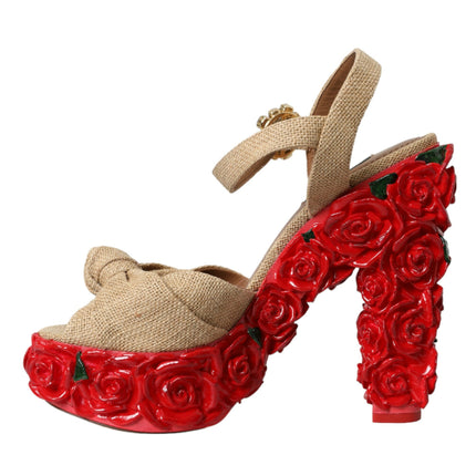 Zapatos de sandalias de plataforma de cristal de rosas rojas