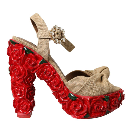 Zapatos de sandalias de plataforma de cristal de rosas rojas