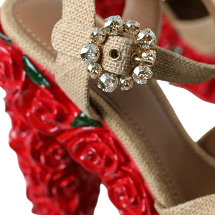 Zapatos de sandalias de plataforma de cristal de rosas rojas