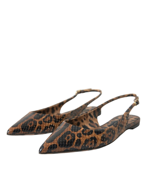 Scarpe slingback esotiche leopardo marrone