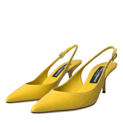 Scarpe con slingback in pelle gialla