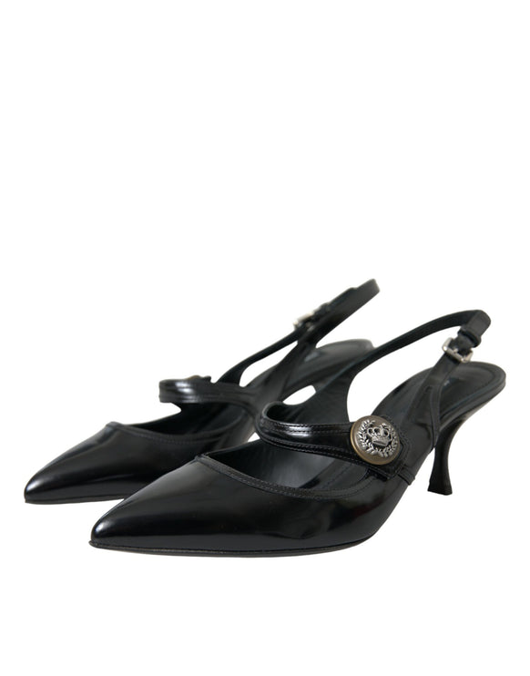 Scarpe slingback in pelle nera