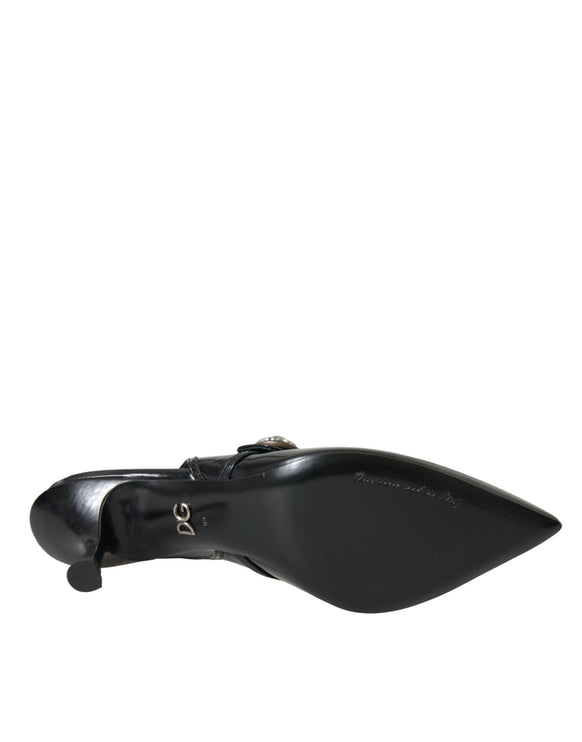 Scarpe slingback in pelle nera