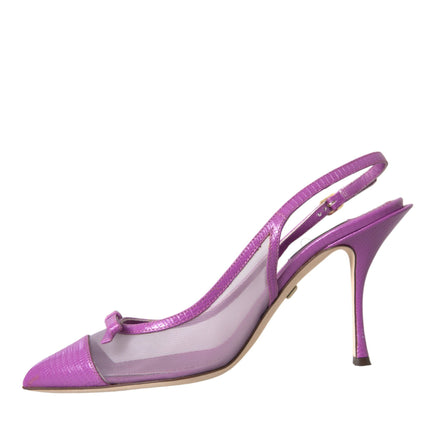 Teli alti in pelle viola scarpe slingback