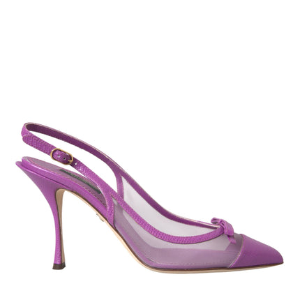 Teli alti in pelle viola scarpe slingback