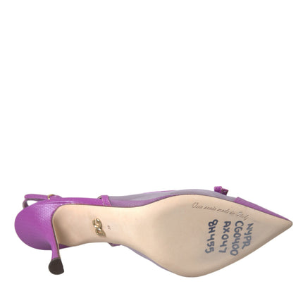 Teli alti in pelle viola scarpe slingback