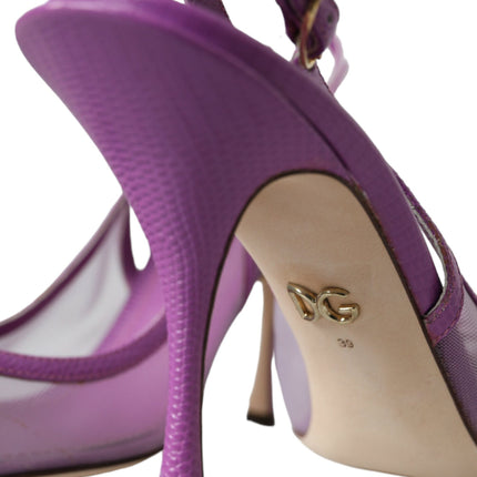 Teli alti in pelle viola scarpe slingback