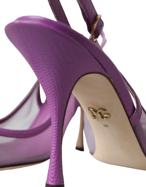 Teli alti in pelle viola scarpe slingback