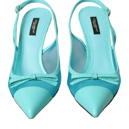 Mala de cuero azul Tacones altos zapatos Slingback