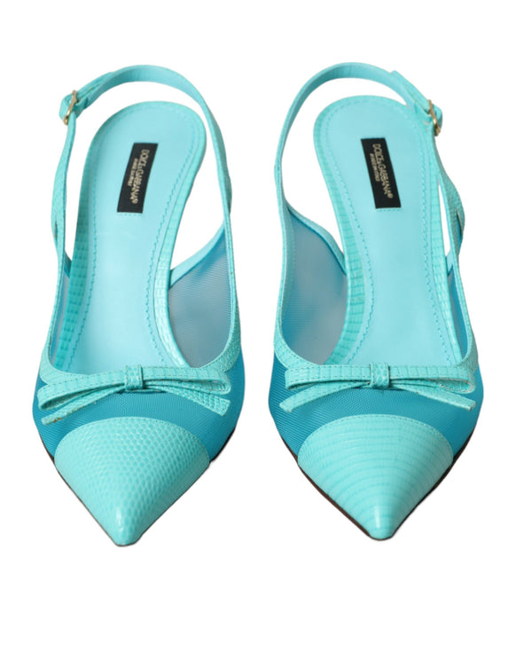 Cucchi in pelle di pelle in pelle blu scarpe slingback