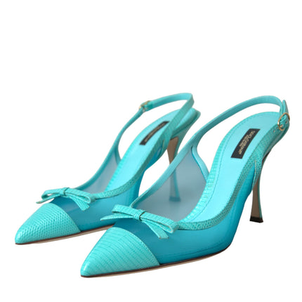 Mala de cuero azul Tacones altos zapatos Slingback