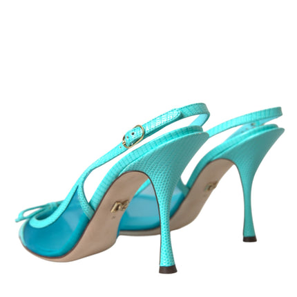 Mala de cuero azul Tacones altos zapatos Slingback