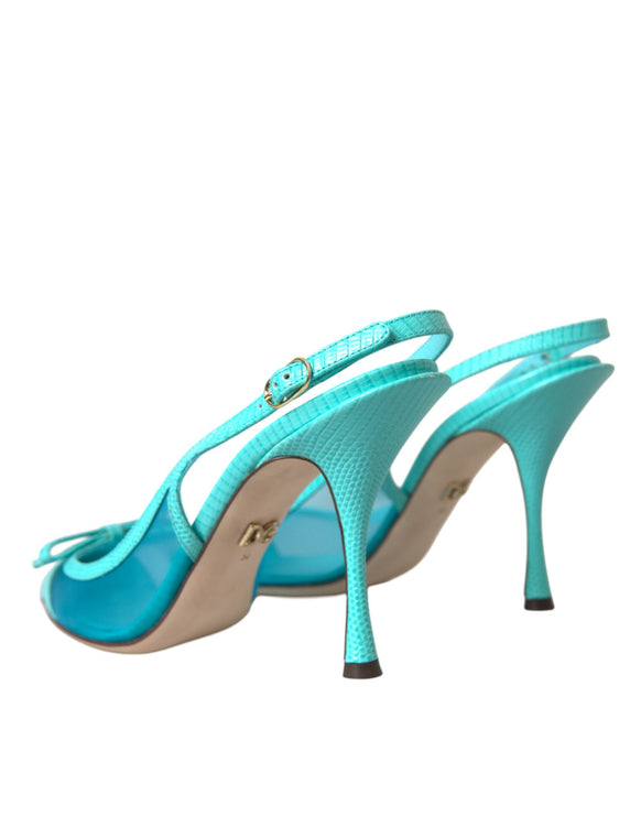 Cucchi in pelle di pelle in pelle blu scarpe slingback