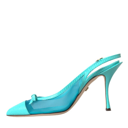 Mala de cuero azul Tacones altos zapatos Slingback