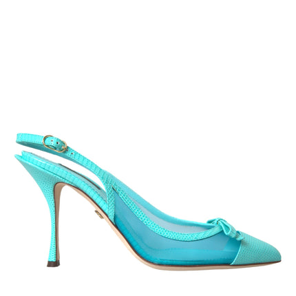 Mala de cuero azul Tacones altos zapatos Slingback