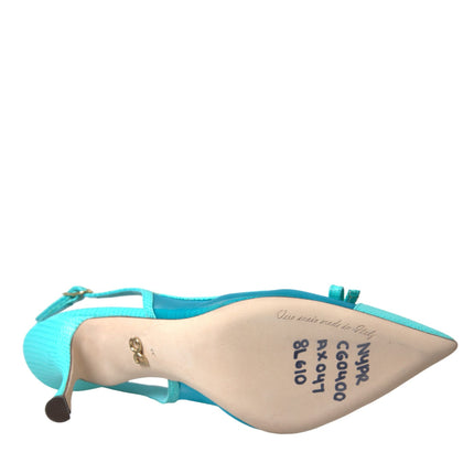 Mala de cuero azul Tacones altos zapatos Slingback