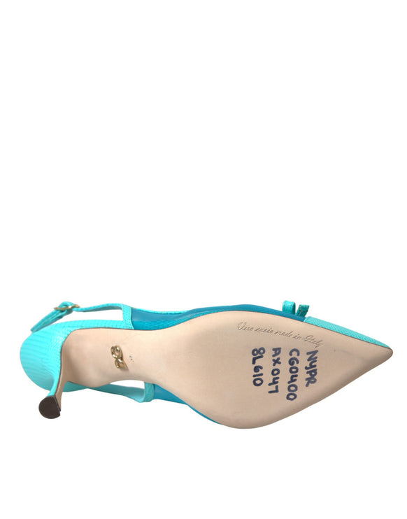 Cucchi in pelle di pelle in pelle blu scarpe slingback