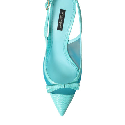 Mala de cuero azul Tacones altos zapatos Slingback