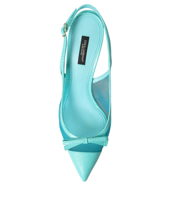 Cucchi in pelle di pelle in pelle blu scarpe slingback