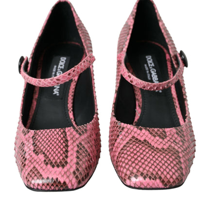 Pink Python Leather Mary Jane Heels Chaussures