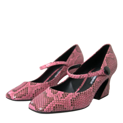 Pink Python Leather Mary Jane Heels Chaussures