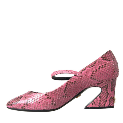 Pink Python Leather Mary Jane Heels Chaussures