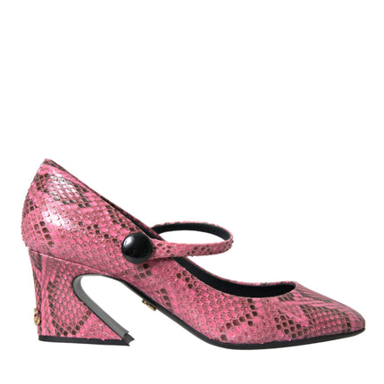 Pink Python Leather Mary Jane Heels Chaussures