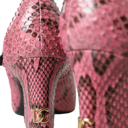 Pink Python Leather Mary Jane Heels Chaussures