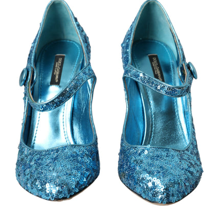 Blue Sequin Mary Jane pompe les talons hauts