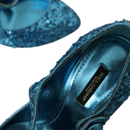 Blue Sequin Mary Jane pompe les talons hauts