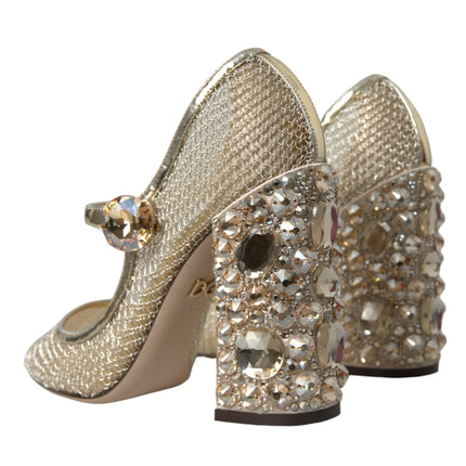 Gold Mesh Crystal Mary Jane Pumps Talons Chaussures