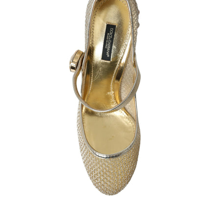 Gold Mesh Crystal Mary Jane Pumps Talons Chaussures