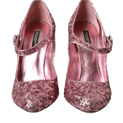 Pink Sequin Mary Jane pompe les talons hauts