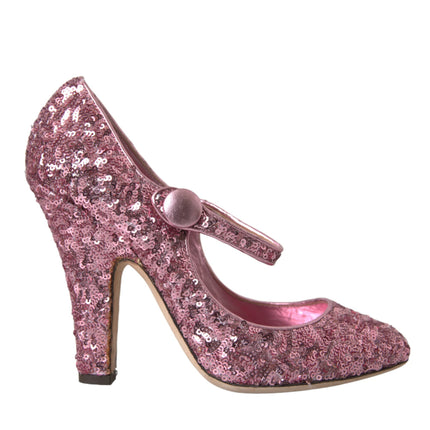 Pink Sequin Mary Jane pompe les talons hauts