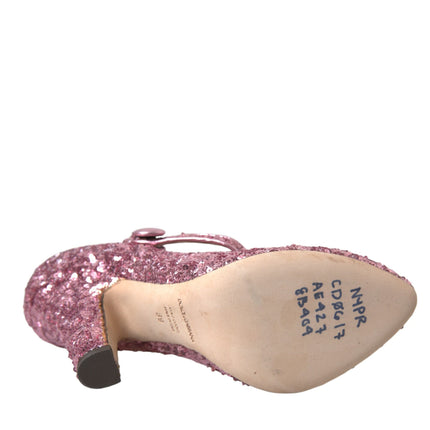 Pink Sequin Mary Jane pompe les talons hauts