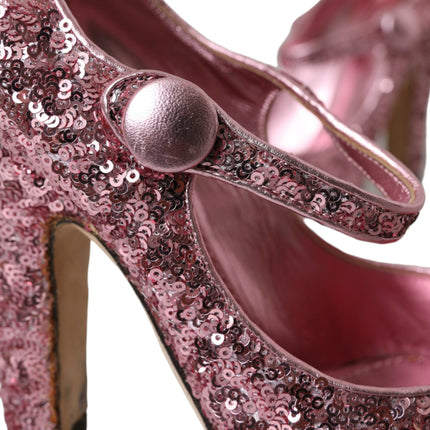 Pink Sequin Mary Jane pompe les talons hauts