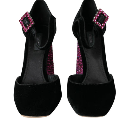 Chaussures de Strass Black Velvet Mary Janes