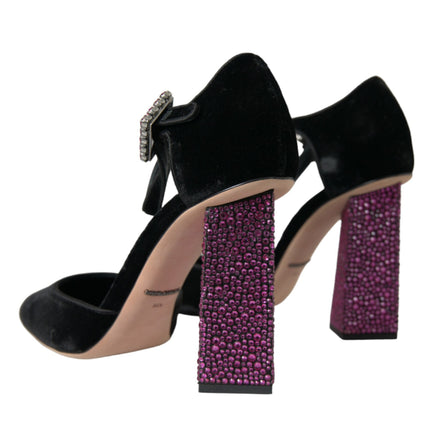 Chaussures de Strass Black Velvet Mary Janes