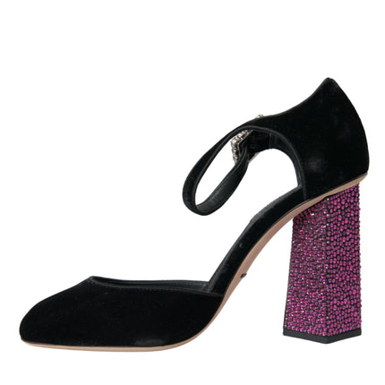 Chaussures de Strass Black Velvet Mary Janes