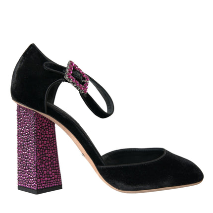 Chaussures de Strass Black Velvet Mary Janes