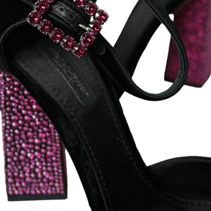 Chaussures de Strass Black Velvet Mary Janes